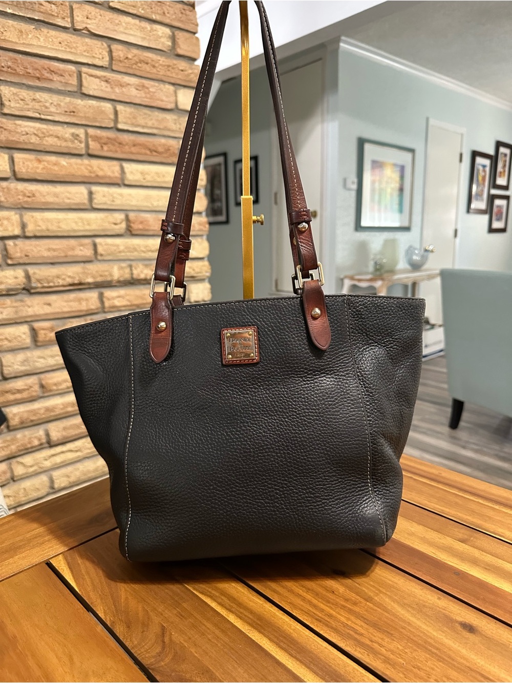 Dooney & Bourke Janie Black Pebbled Leather Tote Bag